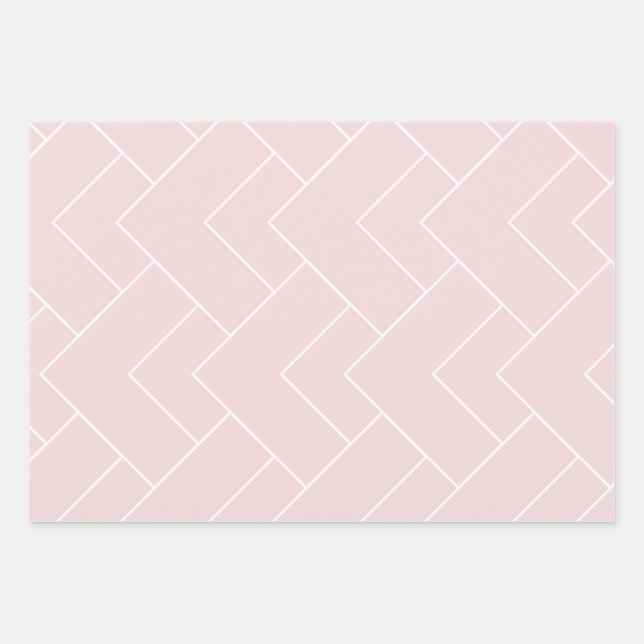 Pastel Pink and White Patterned  Wrapping Paper Sheet (Front)