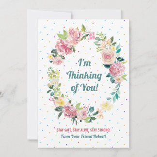 Pastel pink and white roses wreath holiday card