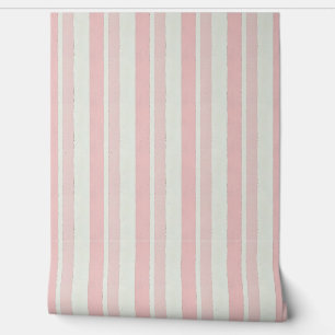 Pastel Pink and White Stripes Wallpaper