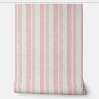 Pastel Pink and White Stripes Wallpaper