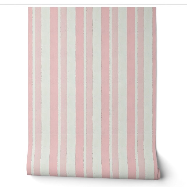 Pastel Pink and White Stripes Wallpaper (Unrolling)