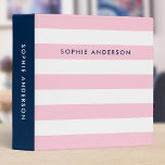 Pastel Pink and White Stripes with Blue Side Binder<br><div class="desc">This preppy binder features pastel pink and white stripes pattern on the front and back with a blue colour side. Personalize it by replacing the placeholder text in the template to add your information. For more options such as to change the font, text size/colour and the spacing between letters click...</div>