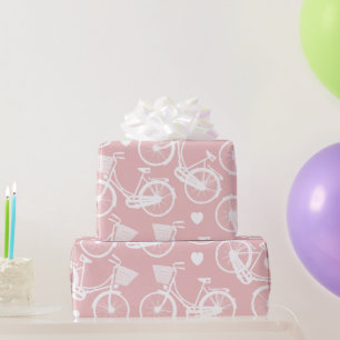 Pastel Pink  and White Vintage Retro Bicycle   Wrapping Paper