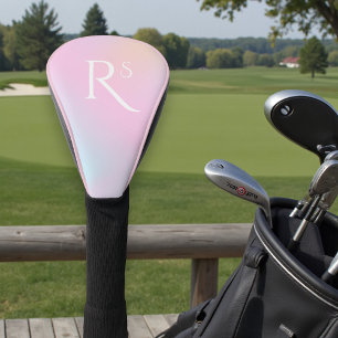 Pastel Pink Aqua Ombre Monogram Golf Head Cover