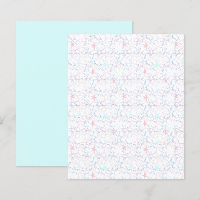  Pastel Pink Aqua Stars on White scrapbook paper (Front/Back)