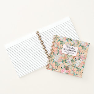 Pastel Pink Aquarelle Floral Mariage Livre d'or
