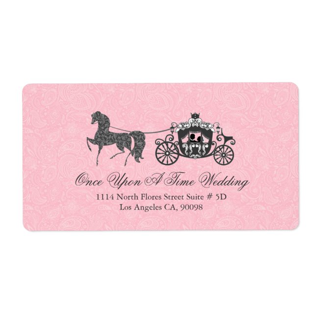 Pastel Pink & Black Mariage Horse & Carriage (Devant)