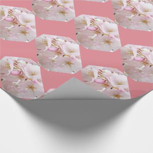 Pastel Pink Blossoms Flowers wrapping paper Floral