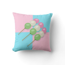 Pastel Pink Blue À damiers Dango Jeter Oreiller