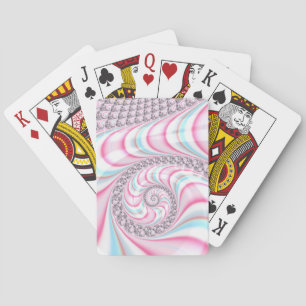 Pastel Pink Blue Candy Cane Spiral Fractal Playing Cards