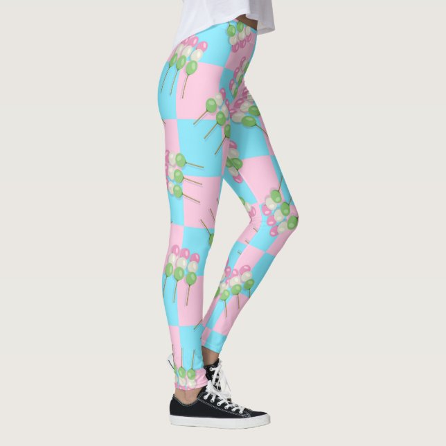 Pastel Pink Blue Chequered Dango Leggings (Right)