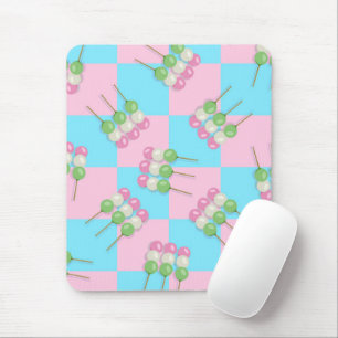 Pastel Pink Blue Chequered Dango Mousepad