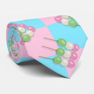 Pastel Pink Blue Chequered Dango Neck Tie