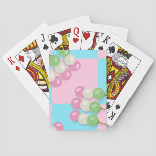 Pastel Pink Blue Chequered Dango Playing Cards