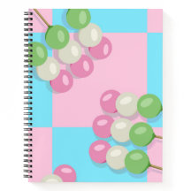 Pastel Pink Blue Chequered Dango Spiral Notebook