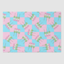 Pastel Pink Blue Chequered Dango Tissue Paper