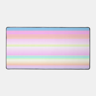 Pastel pink blue cute colour striped desk mat