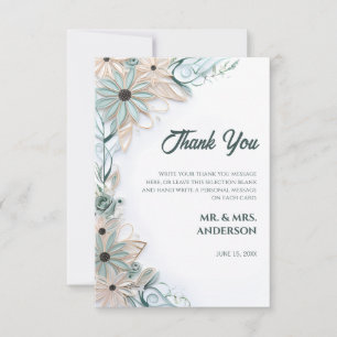 Pastel Pink Blue Floral Wedding Paper Quilling Thank You Card