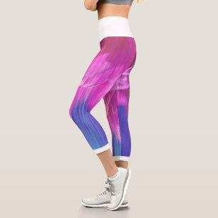 Pastel Pink Blue Flowers Petals Stylized Leggings