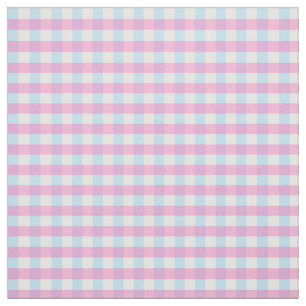 Pastel Pink Blue Gingham Plaid Check Fabric