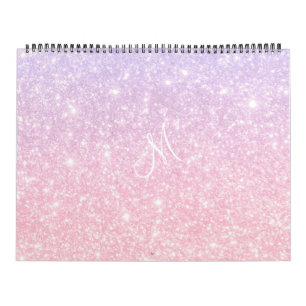 Pastel Pink Blue Glittery     Calendar
