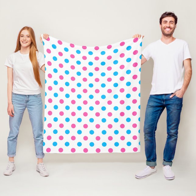 Pastel Pink Blue Polka Dot Pattern Fleece Blanket (In Situ)
