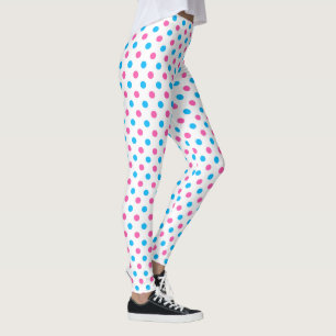 Pastel Pink Blue Polka Dot Pattern Leggings