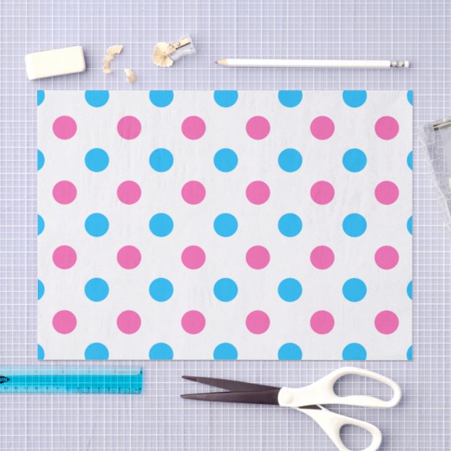 Pastel Pink Blue Polka Dot Pattern Tissue Paper (Craft)