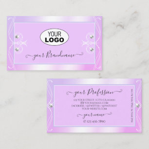 Pastel Pink Blue Sparkle Diamonds Add Logo Ornate  Business Card