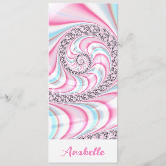 Pastel Pink Blue Spiral Fractal Bookmark (Front)