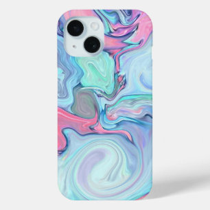 Pastel Pink & Blue Swirl   Abstract iPhone 15 Case