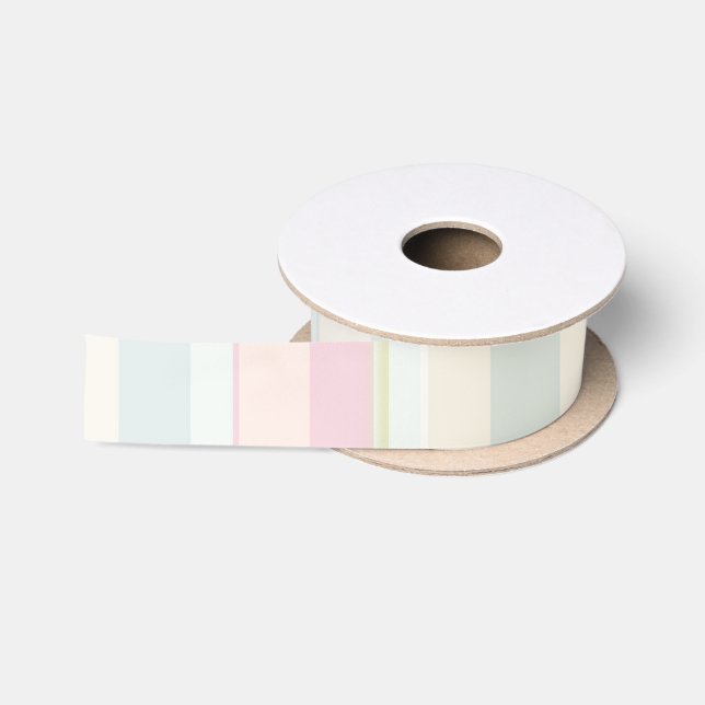Pastel Pink Blue Wide Stripe Satin Ribbon (Spool)