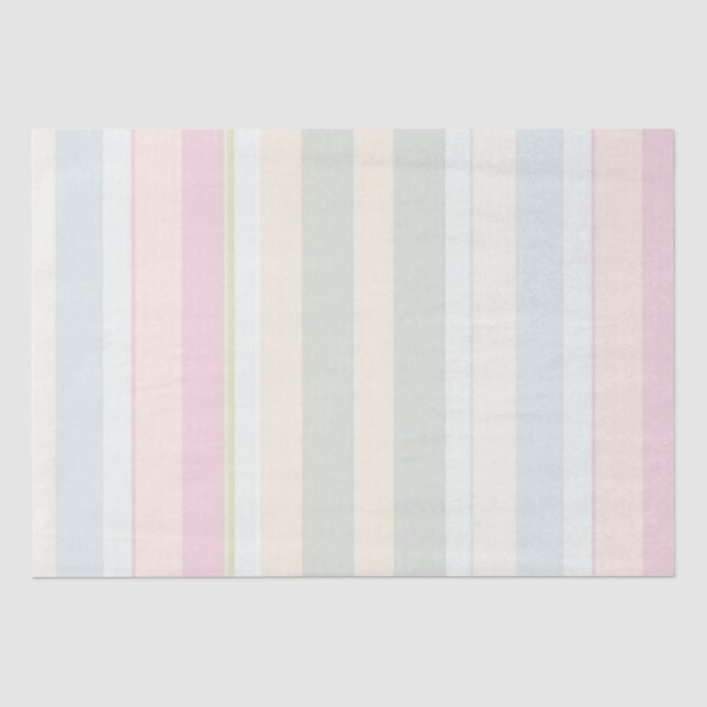Pastel Pink Blue Wide Stripe Tissue Paper (Front)