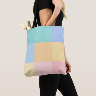 PASTEL PINK BLUE YELLOW GREEN SQUARES & DOTS TOTE BAG