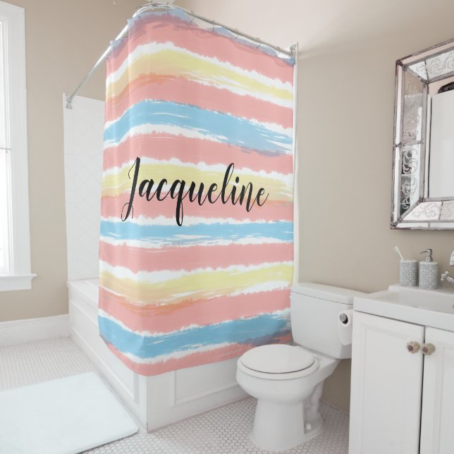 Pastel Pink Blue Yellow Stripes NAME (In Situ)