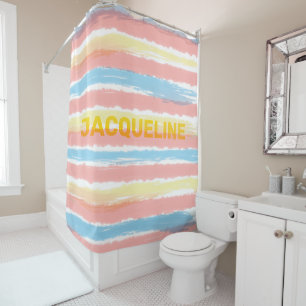 Pastel Pink Blue Yellow Stripes YELLOW NAME
