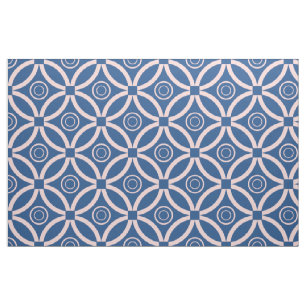 Pastel Pink & Blues Retro Geometric Pattern Fabric