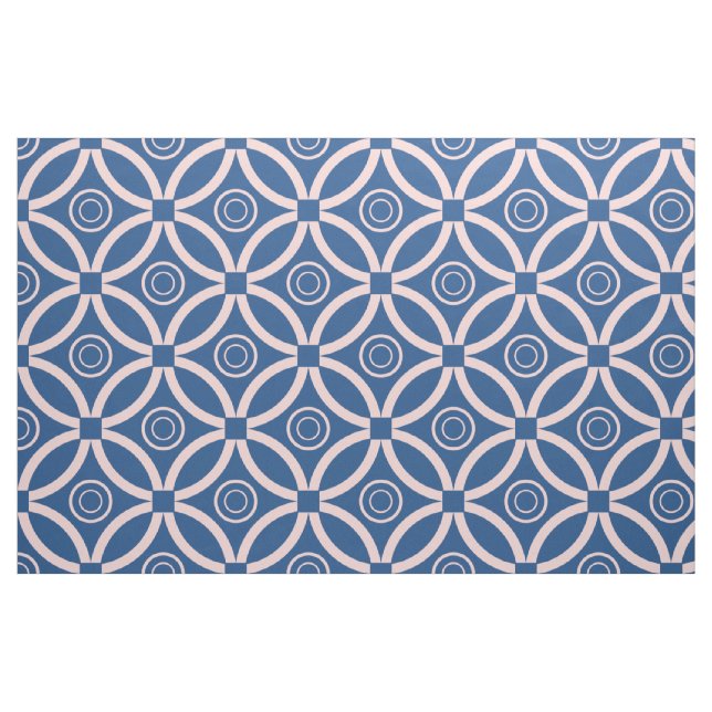 Pastel Pink & Blues Retro Geometric  Pattern Fabric (Fat Quarter)