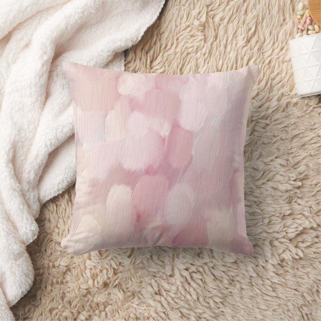 Pastel pink blush abstract painted. Brush stroke Throw Pillow (Blanket)