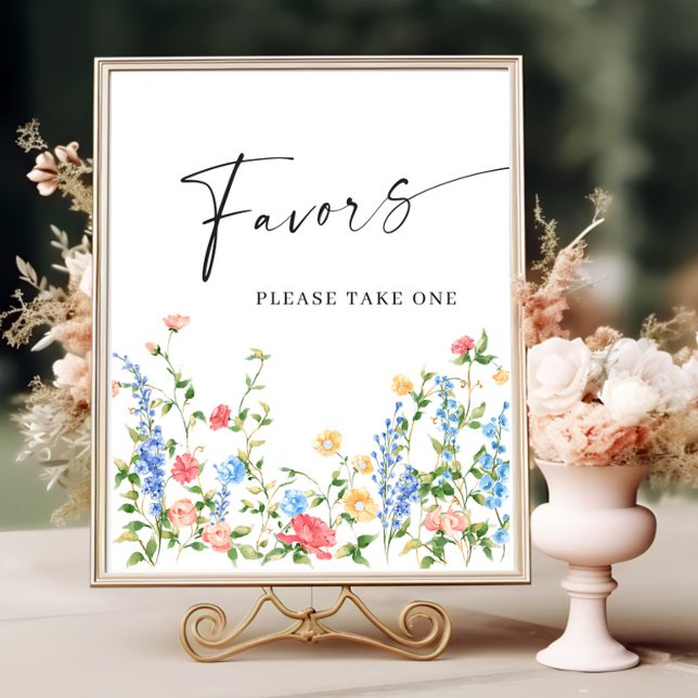 Pastel Pink Blush Bohemian Wildflowers Favours Poster (Creator Uploaded)