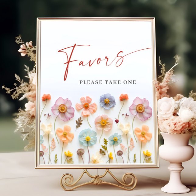 Pastel Pink Blush Bohemian Wildflowers Favours Poster (Creator Uploaded)