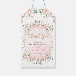Pastel Pink Blush Gold Garden Roses Baby Girl Gift Tags