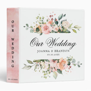 Pastel Pink Blush Rose Floral Botanical Wedding Binder