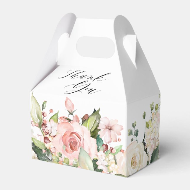 Pastel Pink Blush Rose Floral Botanical Wedding Favor Box (Front Side)