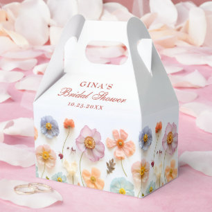Pastel Pink Bohemian Wildflower Bridal Shower Favor Box