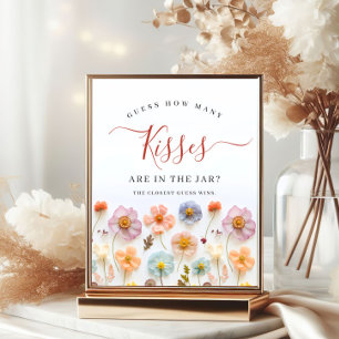 Pastel Pink Bohemian Wildflowers Bridal Shower Poster