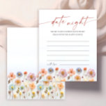 Pastel Pink Bohemian Wildflowers Date Night Ideas<br><div class="desc">Burgundy Navy Blue Blush Floral Bridal Shower Date Night Idea Advice Card.</div>
