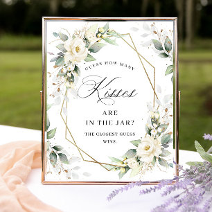 Pastel Pink Bohemian Wildflowers How Many Kisses Poster