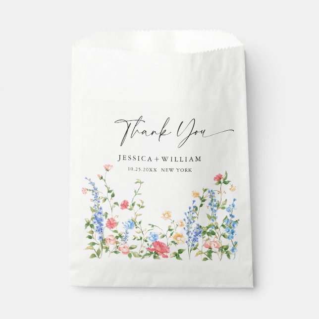 Pastel Pink Bohemian Wildflowers Mimosa Bar Favour Bag (Front)
