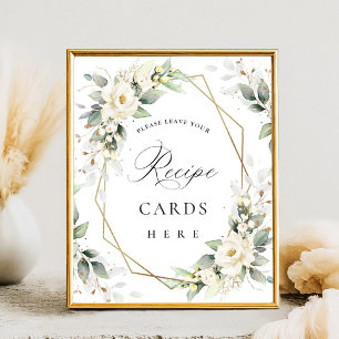 Pastel Pink Bohemian Wildflowers Recipe Cards Poster